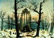 Caspar David Friedrich Cloister Cemetery in the Snow oil painting artist
